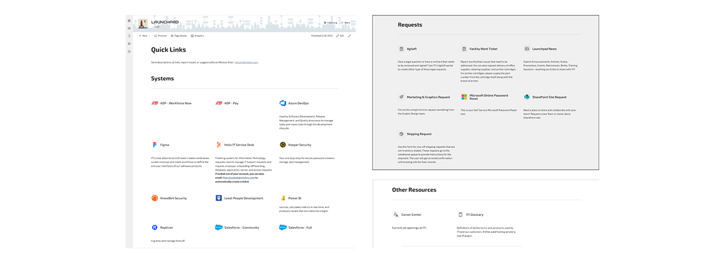 Quick Links SharePoint page